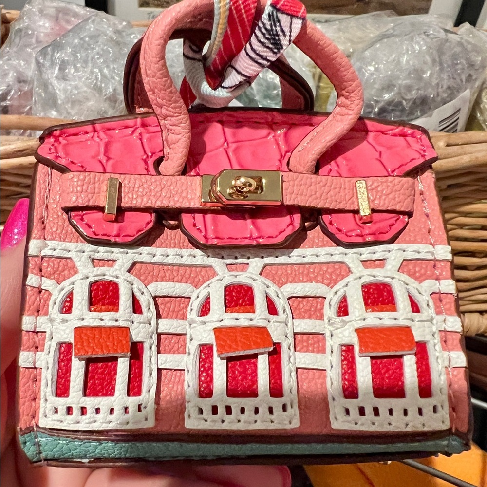 Pink and Orange Bitty Bag Charm